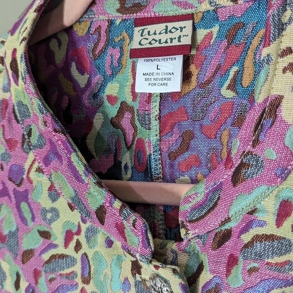 L - Tudor Court | Colourful Cheetah Print Jacket with Silver Cage Buttons - Picture 6 of 9